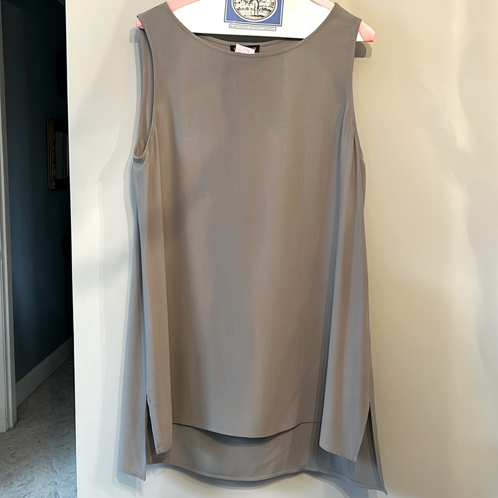 Eileen Fisher long silk gray tank size M